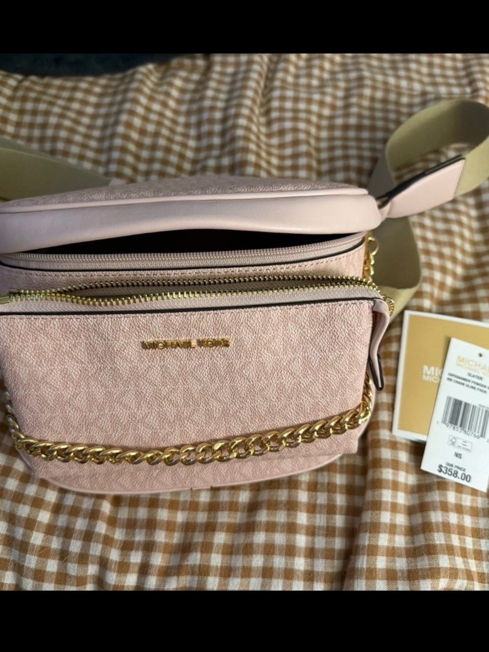 Michael Kors pink Kors Slater Medium Signature Logo Sling Pack NWT